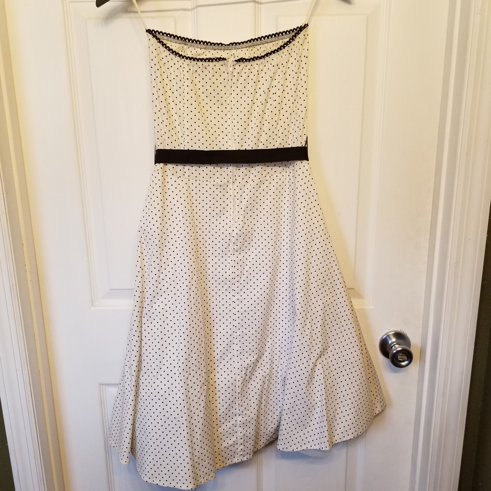 Ruby Rox Ivory Polka Dot Dress with Black Sash - Picture 6 of 7